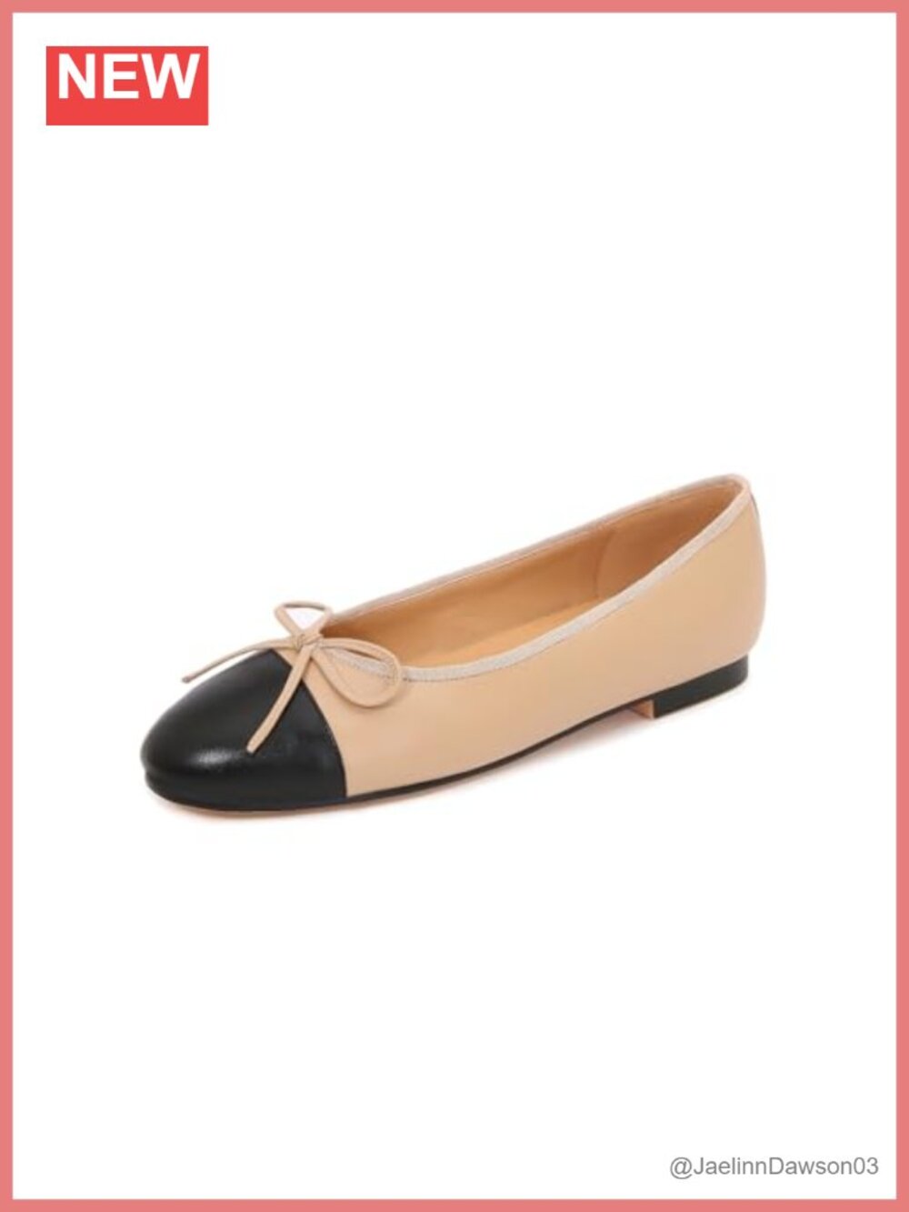 Women's Cap Toe Ballet Flats Two Tone Bow Flats Slip on Round Toe Casual Work